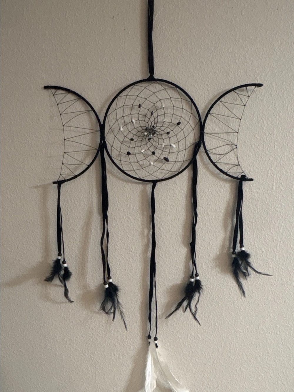 Black Triple Moon Dreamcatcher Wall Hanging